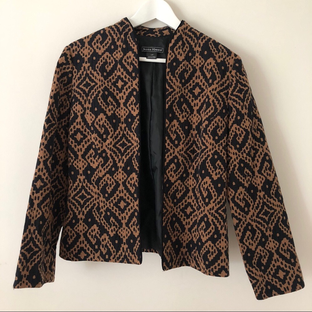 vintage 80s Brown & Black Blazer Jacket